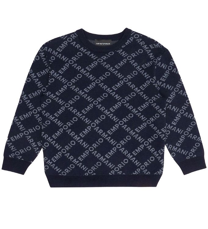 Emporio Armani Bluse Akryl Uld Navy Lyseblå