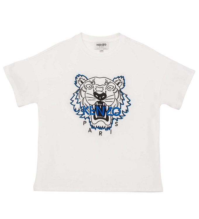 Kenzo T-shirt - Off White/Blå m. Tiger