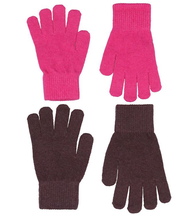Image of CeLaVi Handsker - Uld/Nylon - 2-pak - Pink/Mørkelilla - 1-2 år (80-92) - CeLaVi Handsker (230410-1137253)