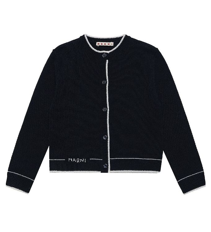 Marni Cardigan Uld Navy Hvid