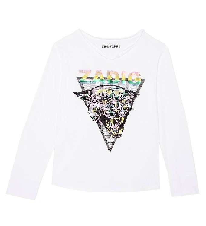 9: Zadig & Voltaire Bluse - Wild Sound - Hvid m. Print/Similisten