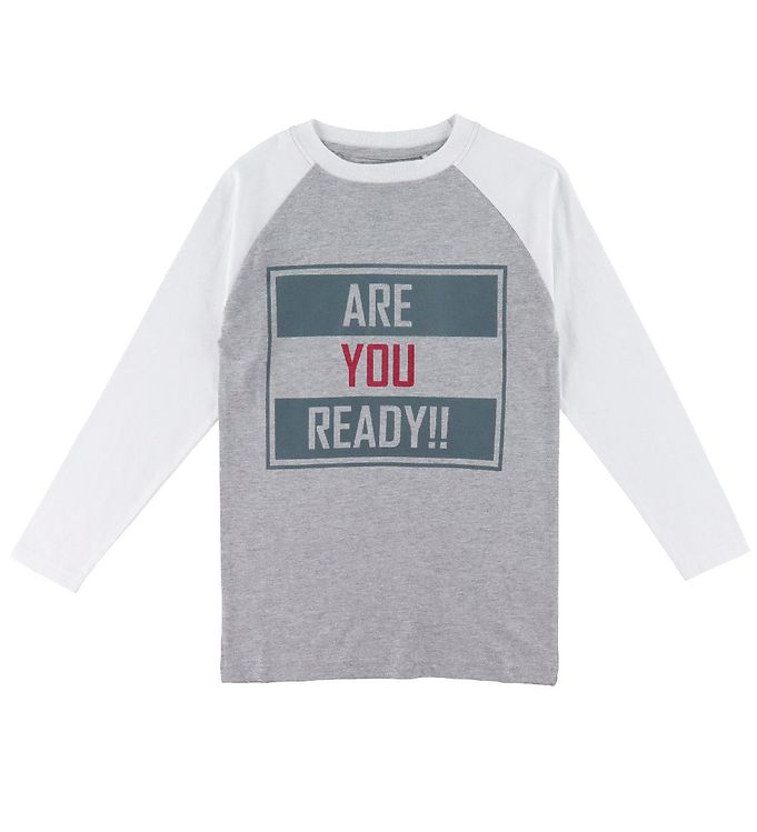 Image of Add to Bag Bluse - Grey Mix m. Print - 10 år (140) - Add to Bag Bluse (275329-3715510)