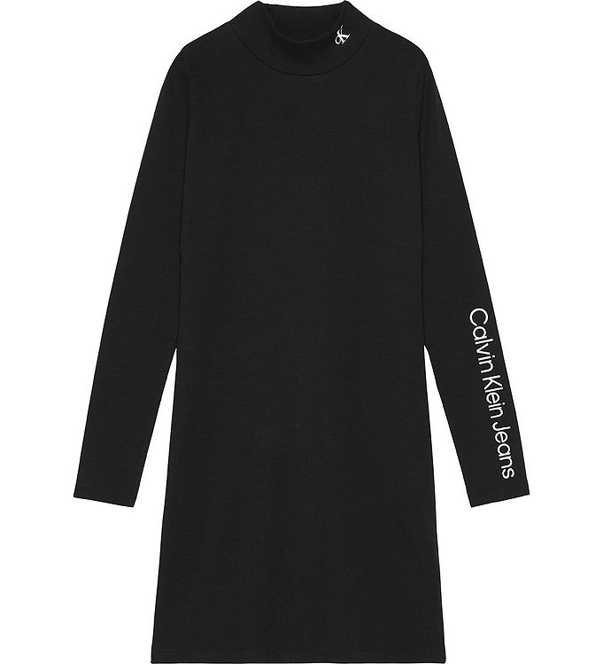 7: Calvin Klein Kjole - Rib - Mock Neck - Sort