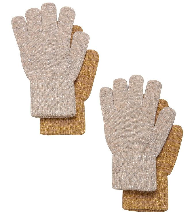 Image of CeLaVi Handsker - Uld/Nylon - 2-Pak - Beige Guld m. Glimmer - 1-2 år (80-92) - CeLaVi Handsker (277440-3821813)