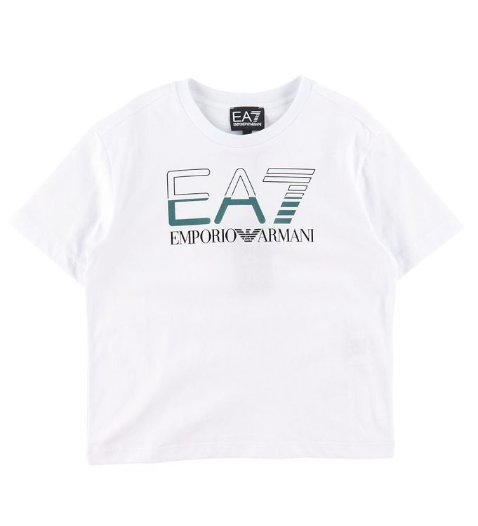 15: EA7 T-shirt - Hvid m. Mørkegrøn