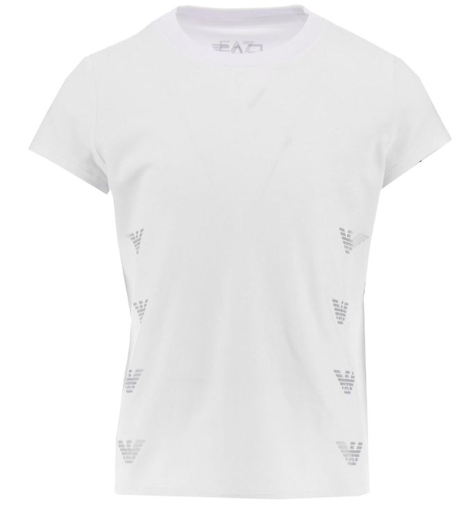 EA7 T-shirt - Hvid m. Sølvlogoer