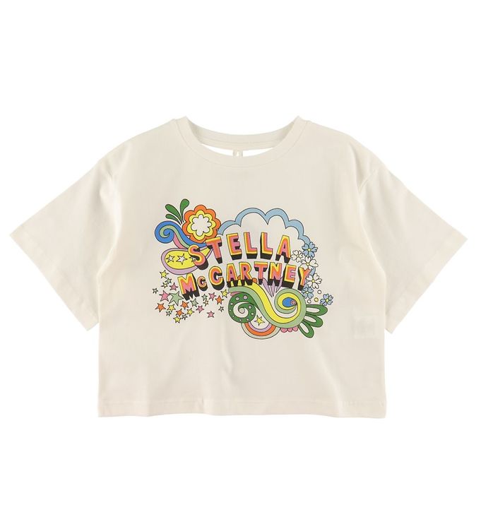 16: Stella McCartney Kids T-shirt - Cropped - Hvid m. Print