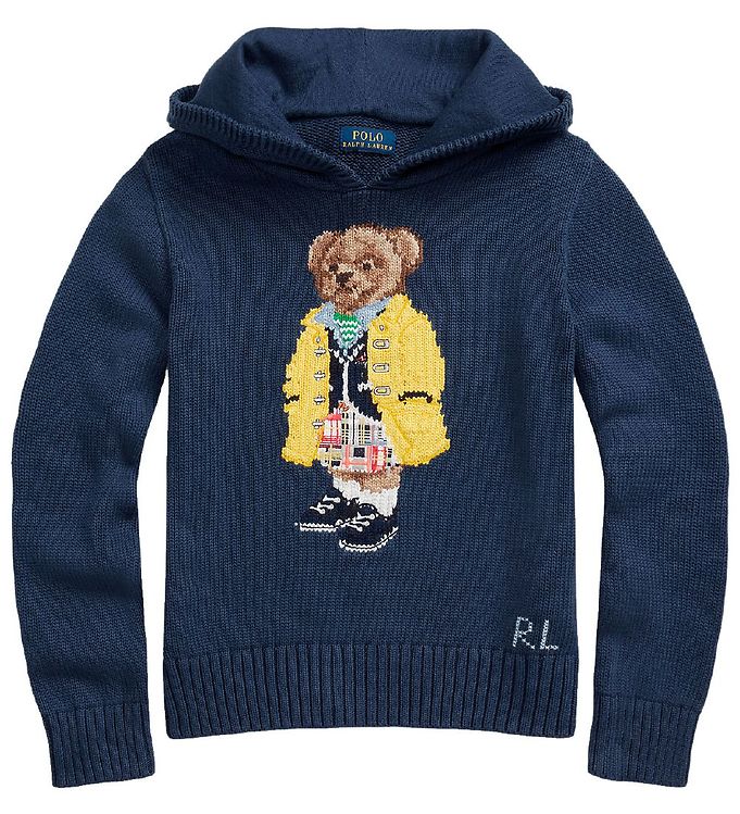 Polo Ralph Lauren Hættetrøje - Strik - Watch Hill - Blå m. Bamse