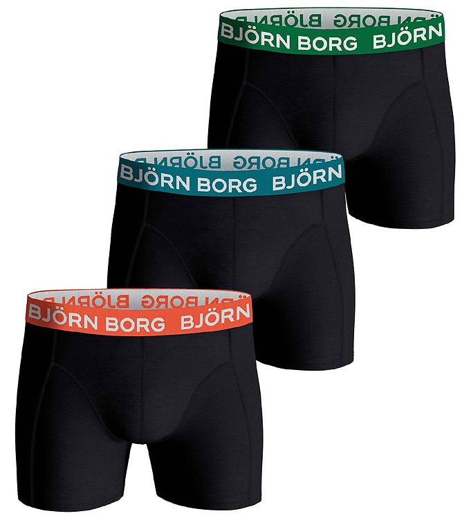 Image of Björn Borg Boxershorts - 3-pak - Sort/Blå/Grøn/Orange (292121-4197816)