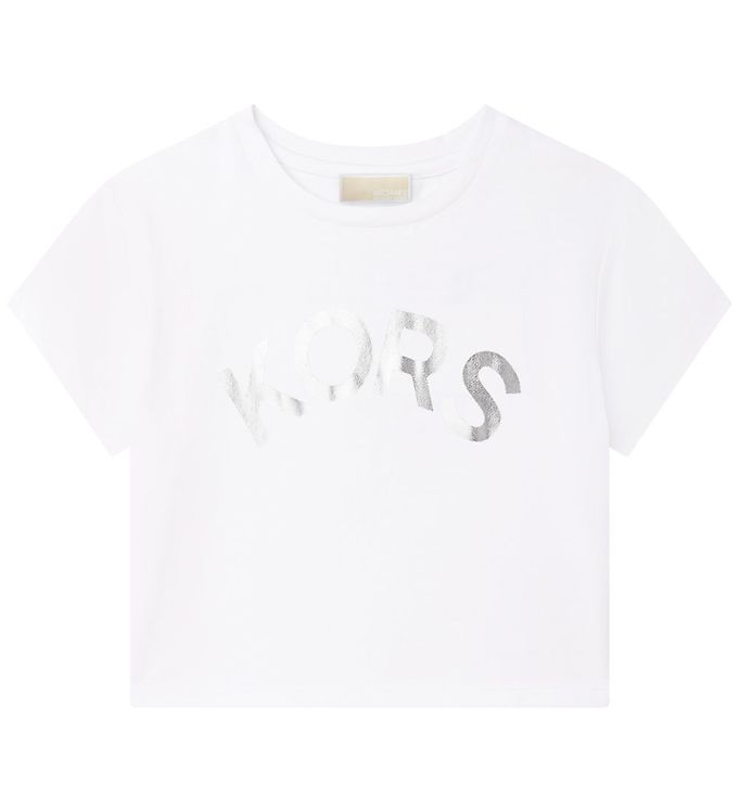 #3 - Michael Kors T-shirt - Cropped - Hvid m. Sølv