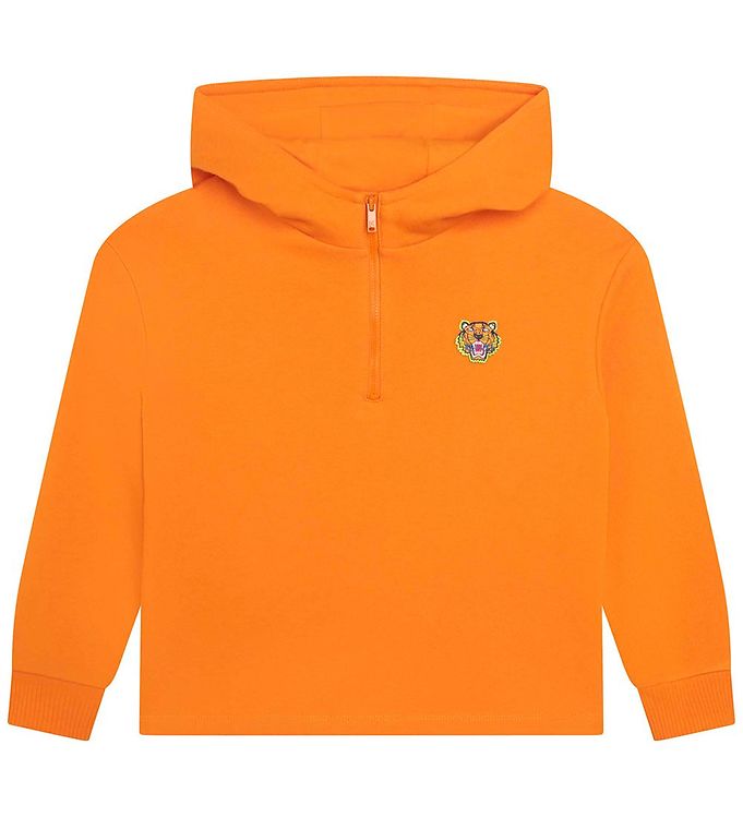 Kenzo Hættetrøje m. Lynlås - Orange m. Logo