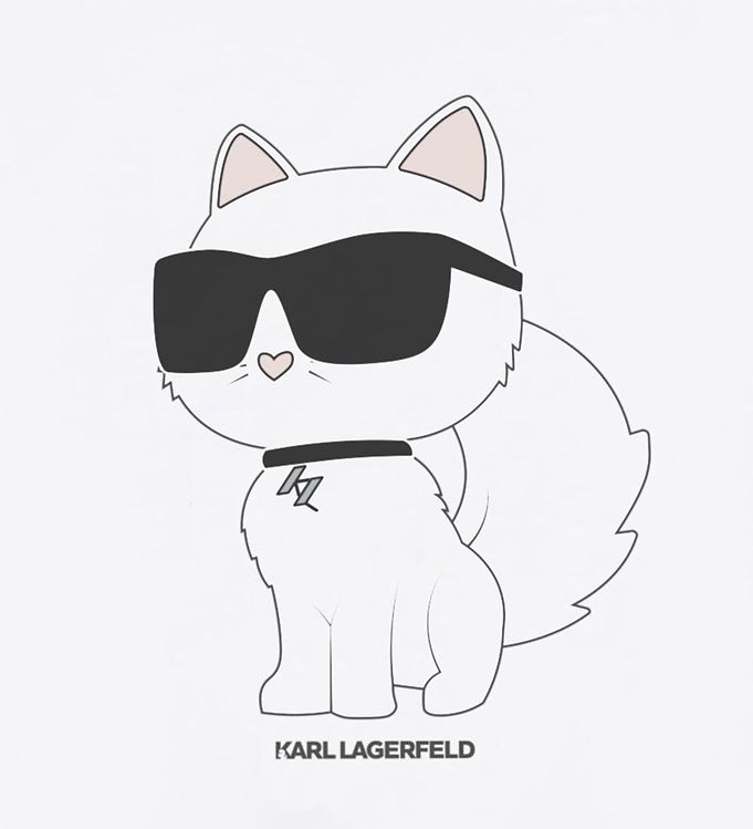 Karl Lagerfeldt T-shirt - Hvid m. Kat Fri i DK