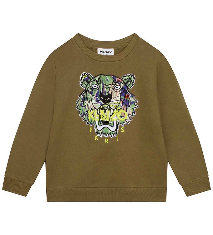Spar 35 Kenzo Sweatshirt Armygron M. Tiger Pa Tilbud Pa Lager
