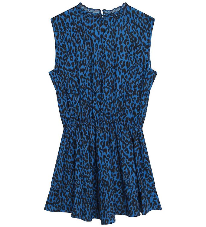 4: Zadig & Voltaire Kjole - Electric Blue m. Leopardprint