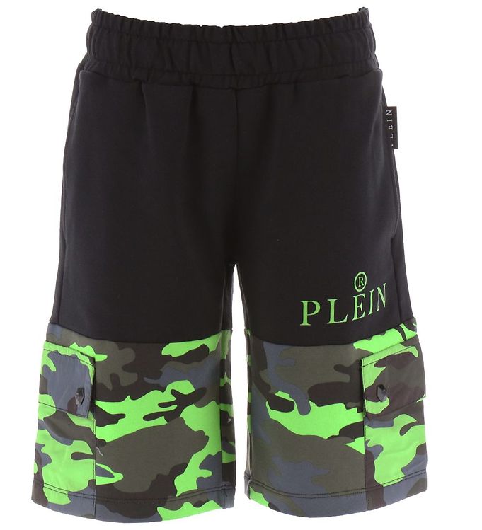 Philipp Plein Sweatshorts Sort/grøn Camouflage