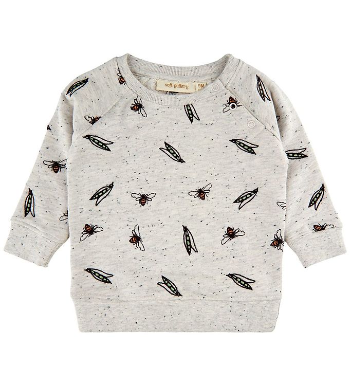 12: Soft Gallery Sweatshirt - SgAlexi - Bees And Peas - Light Grey