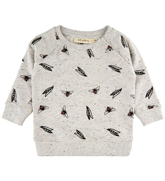 Soft Gallery Sweatshirt - SgAlexi - Bees And Peas - Light Grey