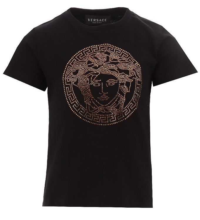 9: Versace T-shirt - Medusa Strass - Sort/Guld m. Similisten