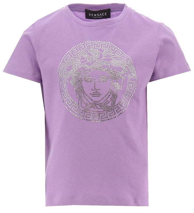 10: Versace T-shirt - Medusa Strass - Baby Violet m. Krystaller