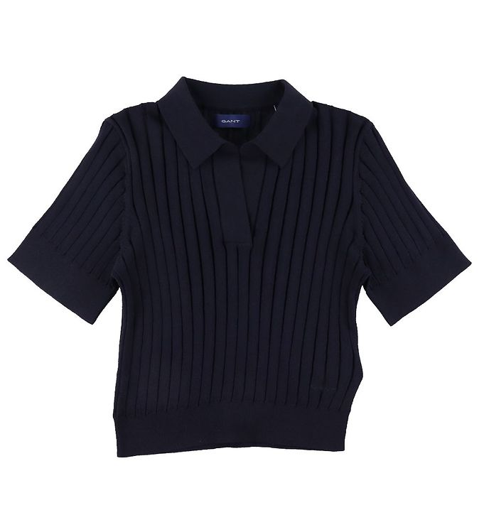 8: GANT Polo - Strik - Rib - Cropped - Evening Blue