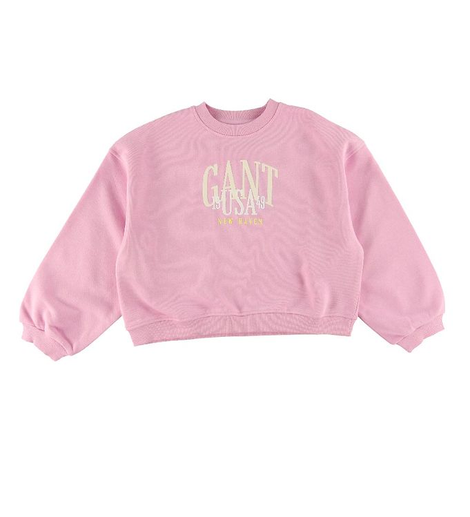 4: GANT Sweatshirt - C-Neck - Cropped - Milky Pink