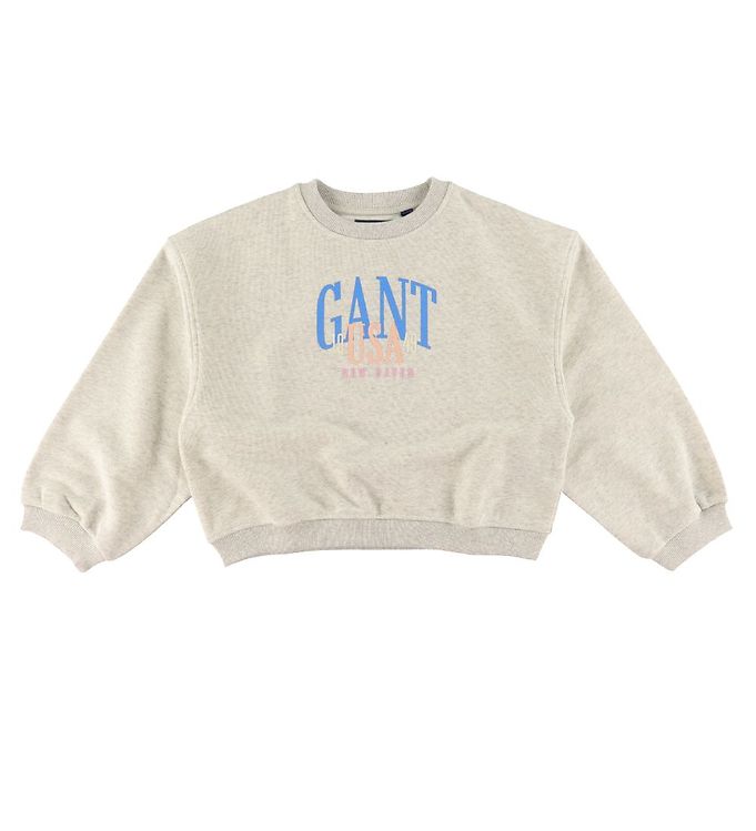 5: GANT Sweatshirt - C-Neck - Cropped - Rubber Grey Melange