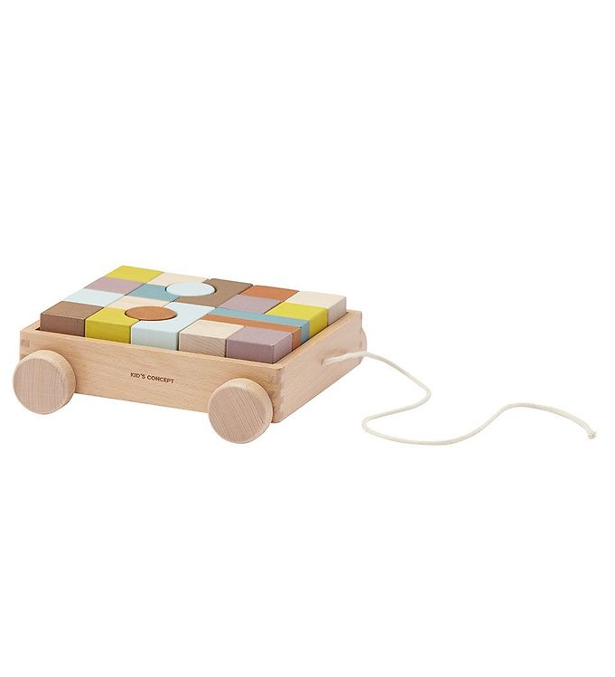 2: Kids Concept Trækvogn m. Stableklodser - Neo - Multi - OneSize - Kids Concept Aktivitetslegetøj
