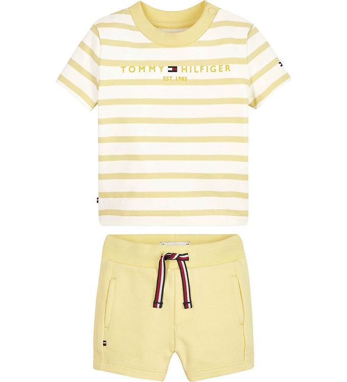 Tommy Hilfiger Sæt - T-shirt/Shorts - Essential Striped - Sunny