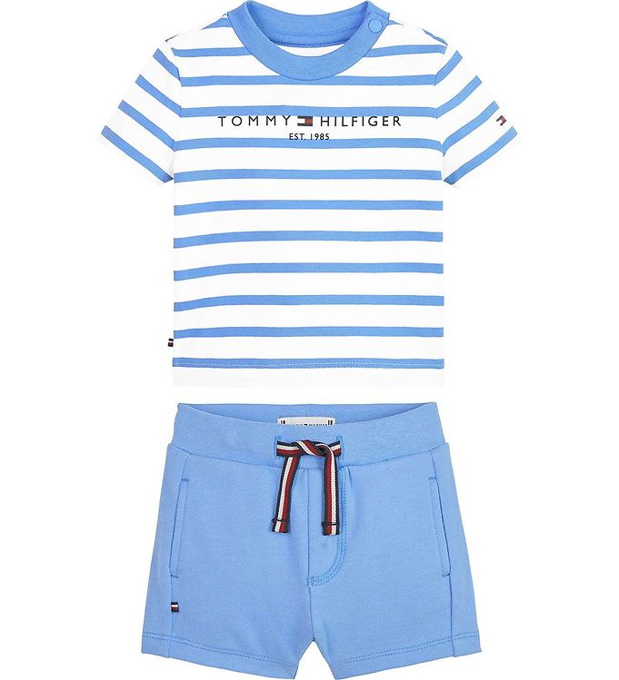 Image of Tommy Hilfiger Sæt - T-shirt/Shorts - Essential Striped - Skysa (296013-4272400)