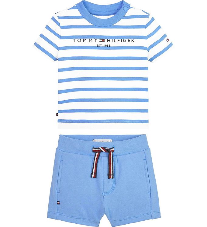 Image of Tommy Hilfiger Sæt - T-shirt/Shorts - Essential Striped - Skysa (296013-4272398)