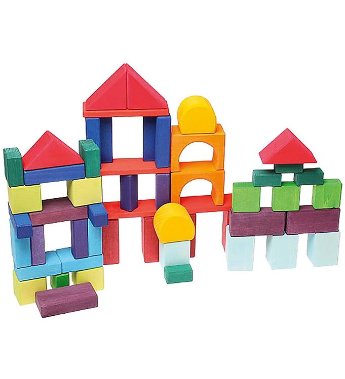 Image of Grimms Trælegetøj - Træklodser - 60 Dele - Multifarvet - OneSize - Grimms Klodser (295232-4263039)
