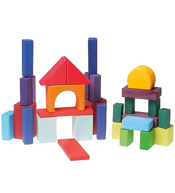 Image of Grimms Trælegetøj - Farveklodser - 30 Dele - Multifarvet - OneSize - Grimms Klodser (295302-4263769)