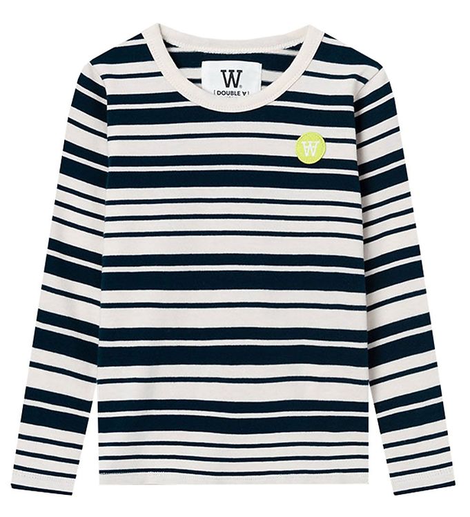 9: Wood Wood Bluse - Kim Stripe - Off-white/Navy Stripes