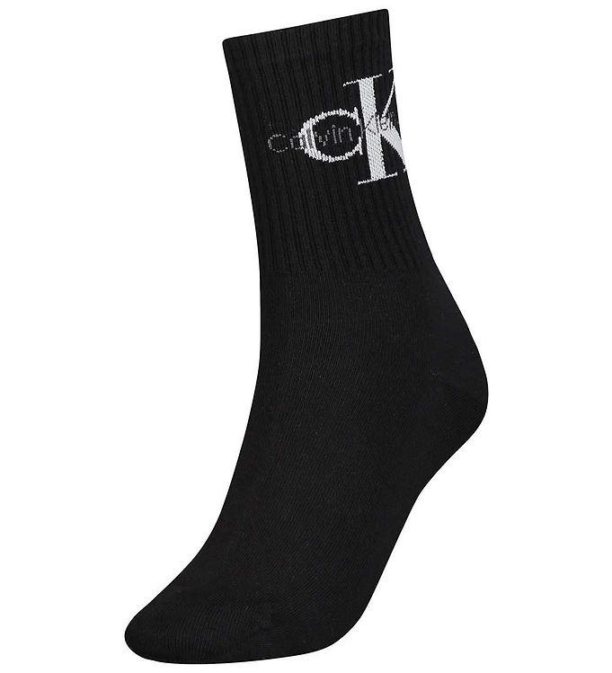 11: Calvin Klein Strømper - Rib - Sort m. Logo