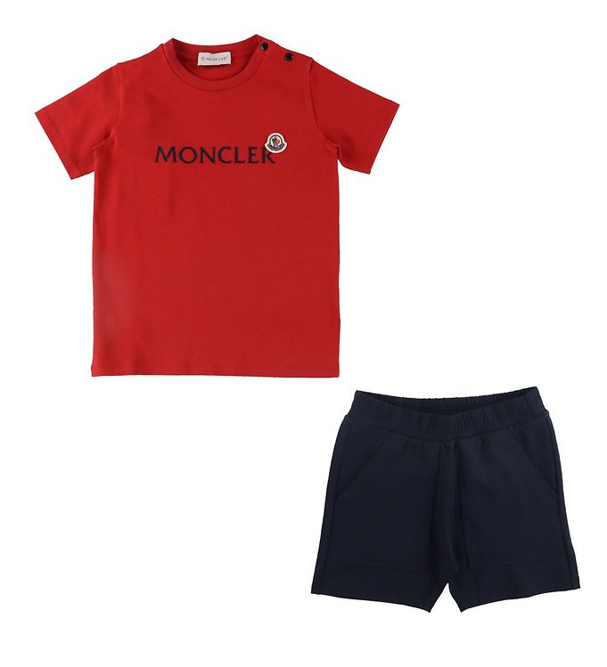 7: Moncler T-Shirt og Shorts Sæt Rose Red