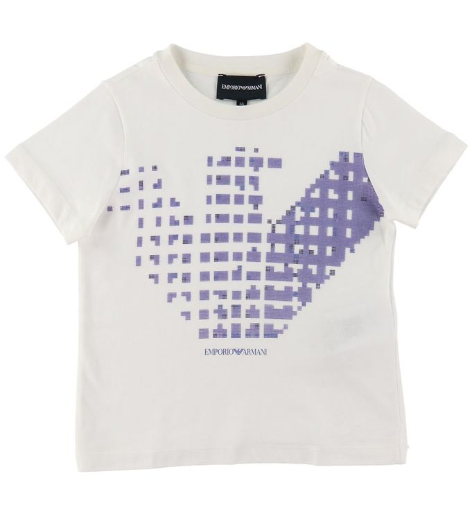 Emporio Armani T Shirt Hvid M. Lilla