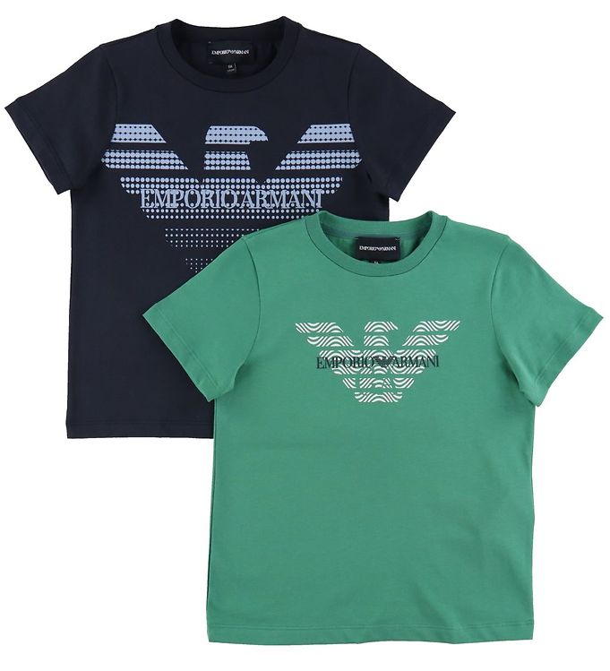 Emporio Armani T-shirts - 2-pak - Grøn/Navy m. Logo