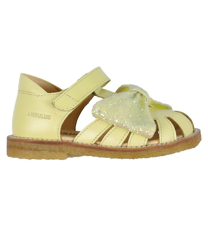 Angulus Sandal – Lysegul m. Glitter m. Sløjfe