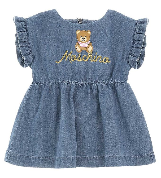 Billede af Moschino Kjole - Denim - Blå m. Logo/Guld