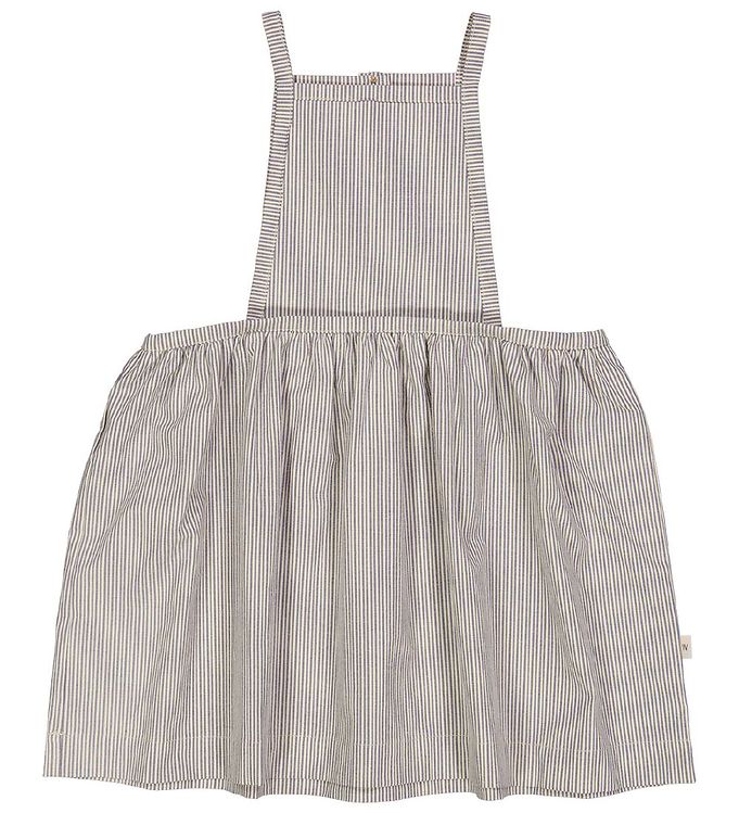 12: Wheat Kjole - Pinafore Grethe - Classic Blue Stripe