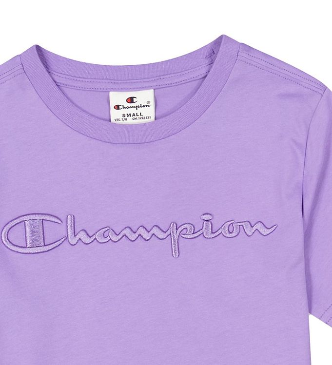 Fremmedgørelse Forfølgelse Reklame Champion T-shirt - Crewneck - Lilla » Børnepengekredit