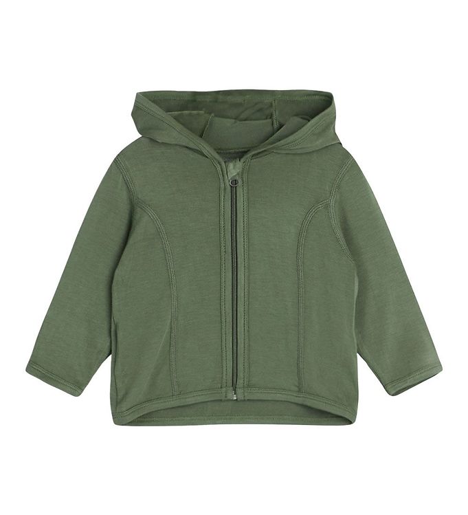 Hust and Claire Cardigan m. Hætte - Curd - Bambus - Turtle Green