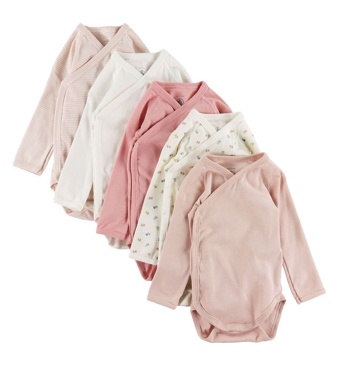 Image of Petit Bateau Body l/æ - 5-pak - Lyserød/Hvid (298314-4301363)