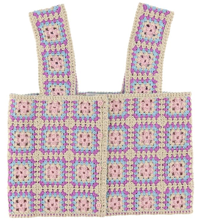 Stella Mccartney Kids Top Cropped Hæklet Sand/lilla/blå/ro