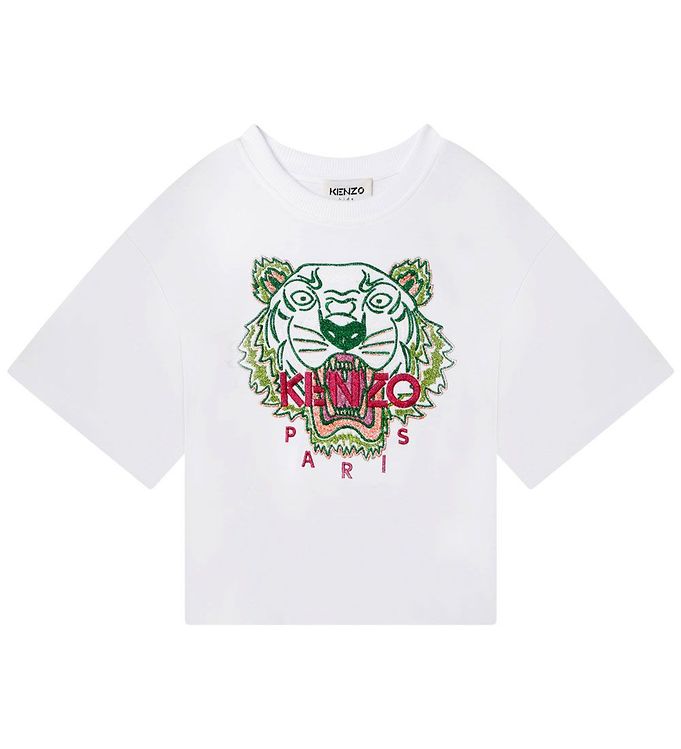 Kenzo T shirt Hvid m. Tiger Gratis levering i Danmark