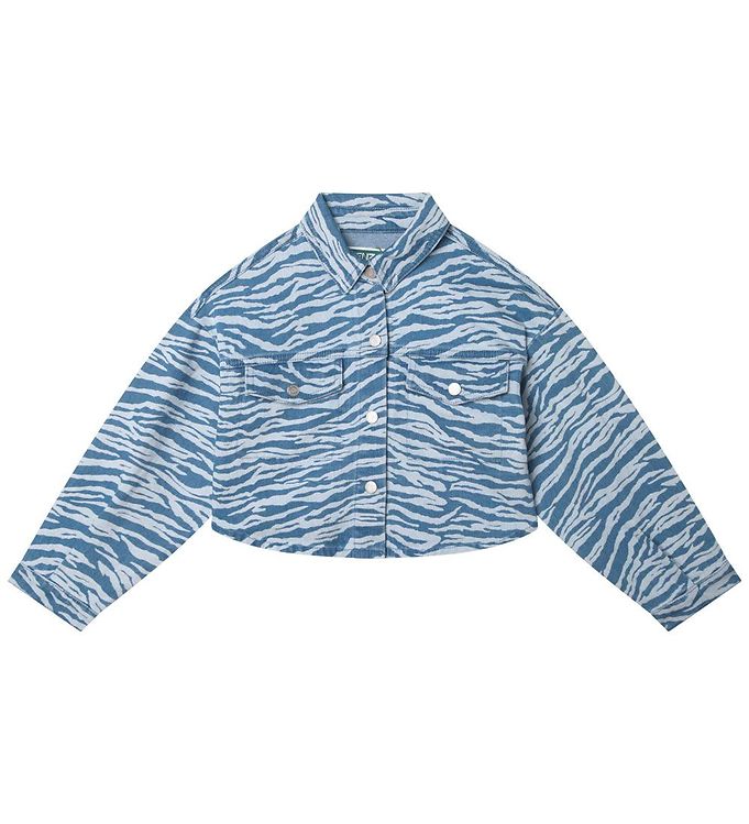 Kenzo Denimskjorte Cropped Lyseblå M. Tigerstriber/orange