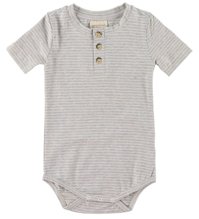 Image of Popirol Body k/æ - Poolli - Striped Light Grey - 1 år (80) - Popirol Body K/Æ (300760-4338314)