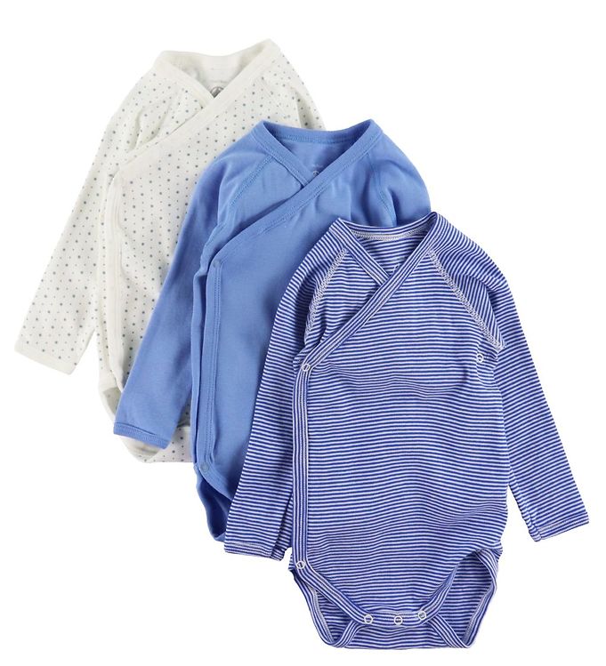 Image of Petit Bateau Body l/æ - 3-pak - Blå/Hvid (298336-4301747)
