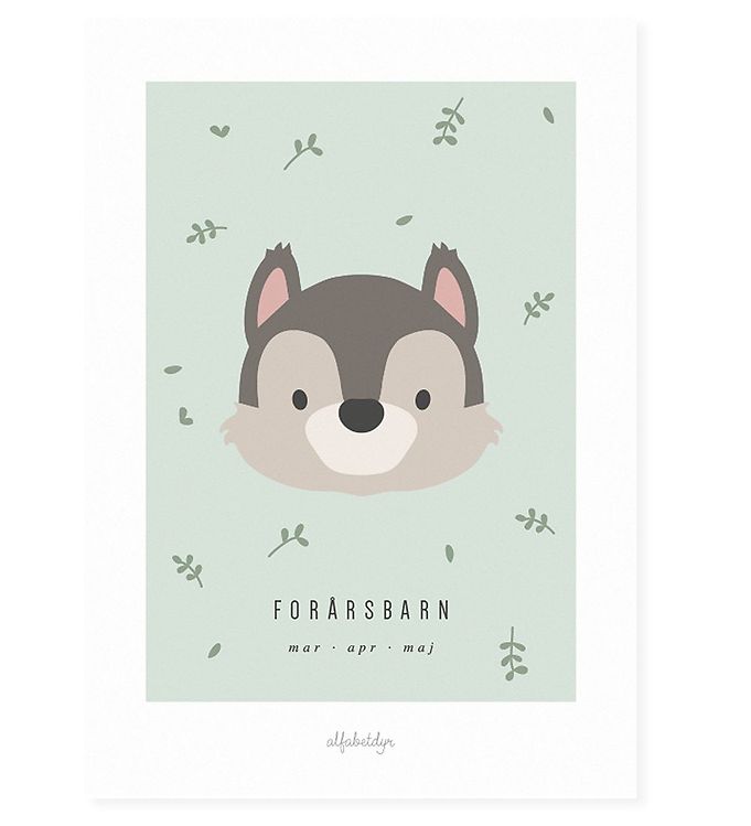 Billede af Alfabetdyr Plakat - 21x30 - Forårsbarn