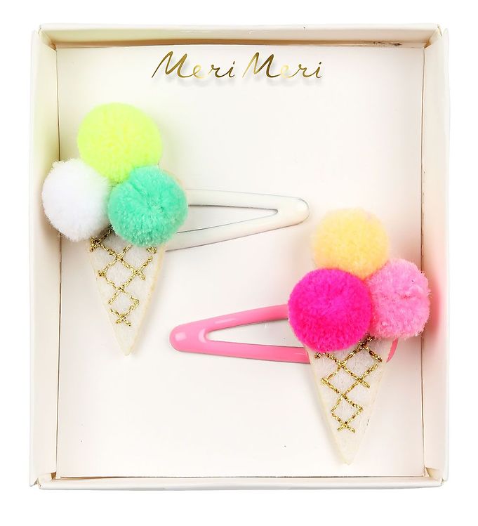 Meri Meri Hårspænde - Ice Cream PomPom Hair Clips